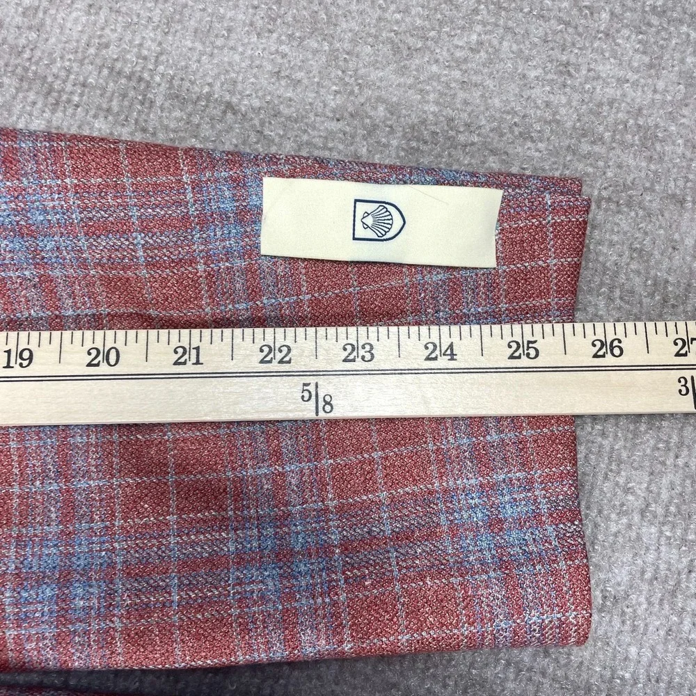Thom Hudson Blazer Sport Coat Mens 42R Raspberry Plaid Wool Silk Notch Lapel